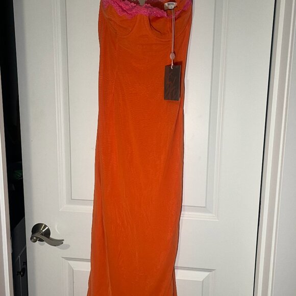 House of CB Flame Orange Maxi Dress NWT - Picture 10 of 14